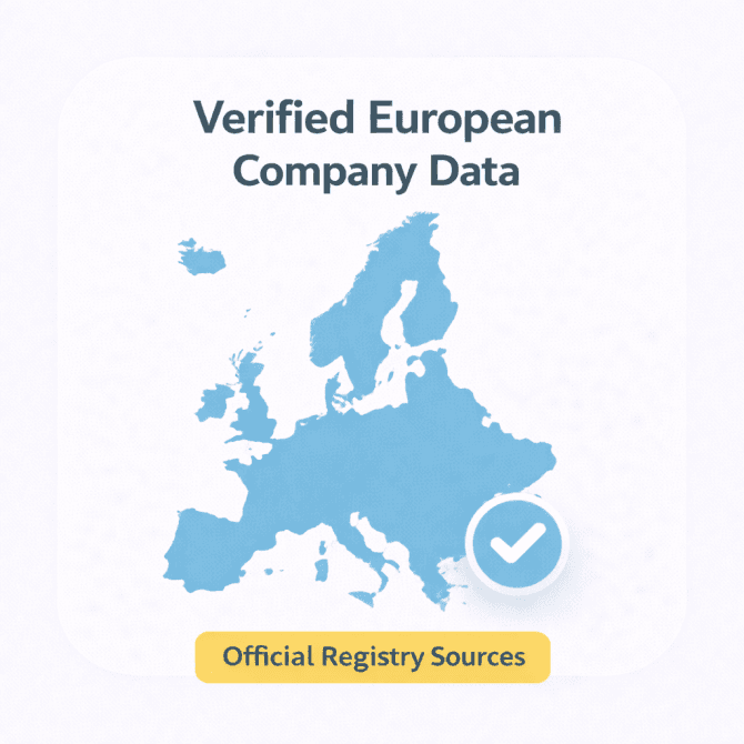 Verified European company data showing a complete list of companies in Europe from official registry sources